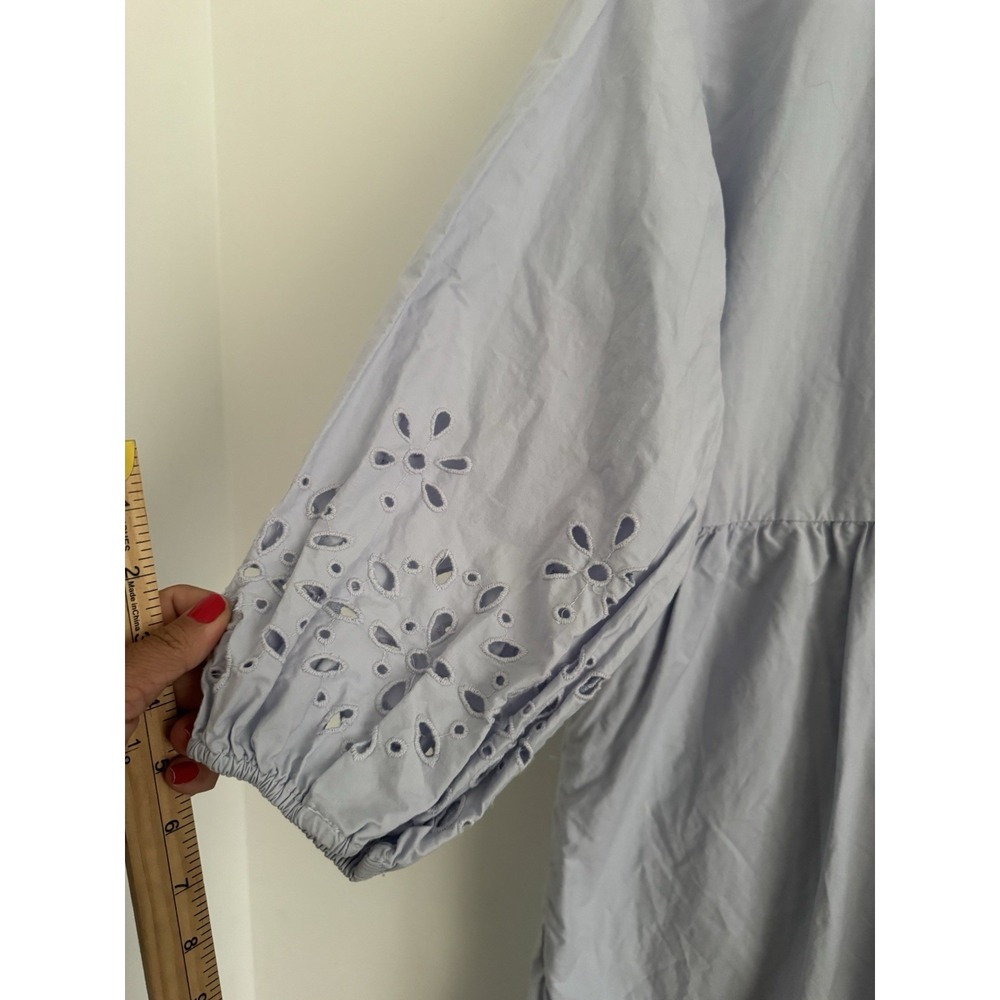 Anthropologie Light Blue Eyelet Midi Dress - Picture 7 of 10